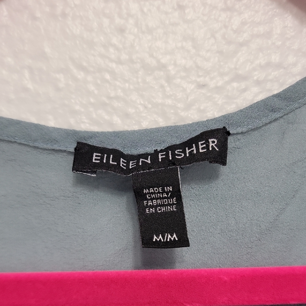 Eileen Fisher 100% Silk Boxy Top | Light Blue Short Sleeve | M - Picture 2 of 16